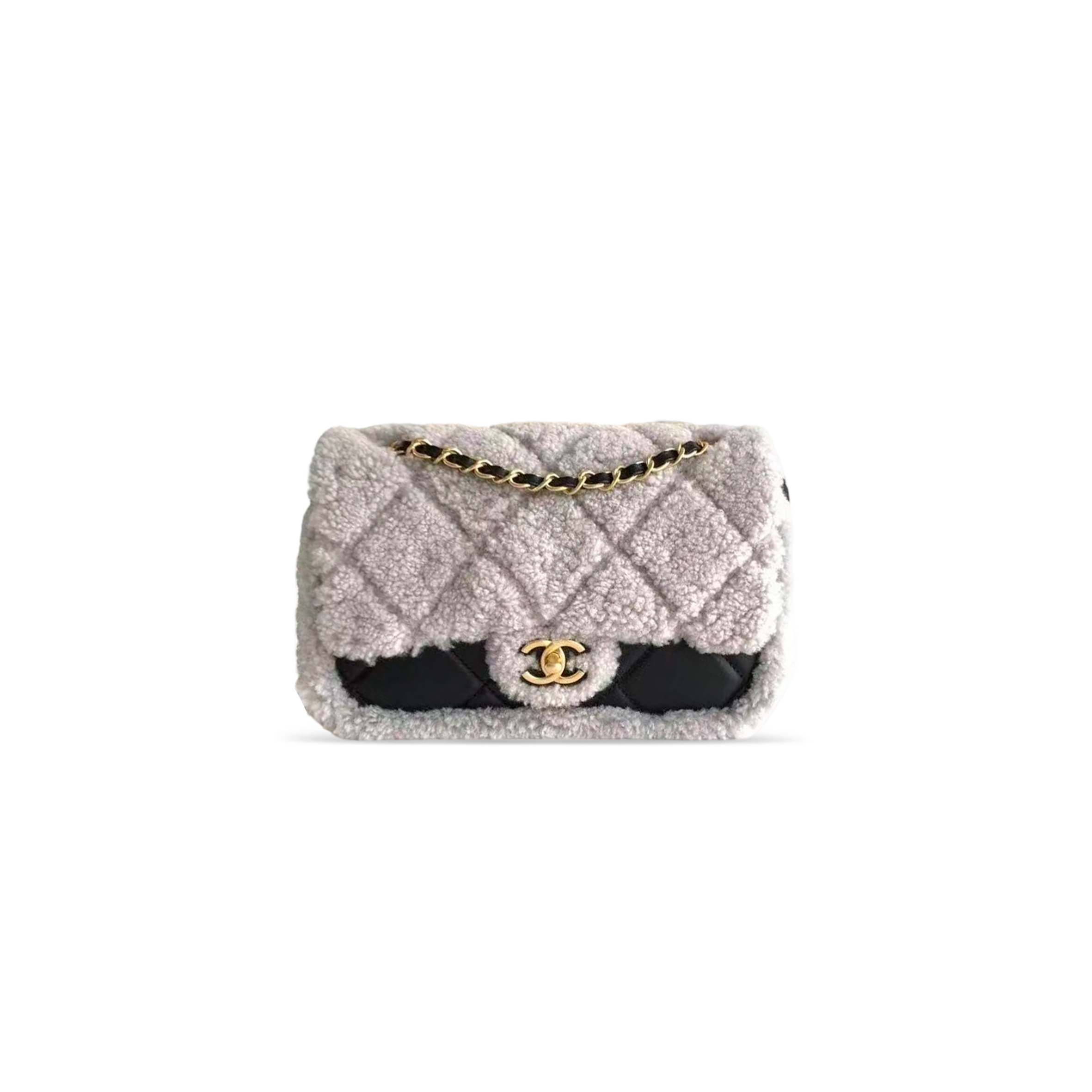 CHANEL MASTER SHEARLING LAMBSKIN & GOLD-TONE METAL FLAP BAG AS5148 (18*12*6cm)
